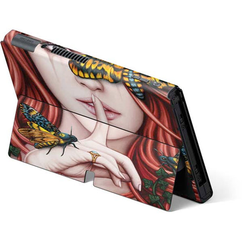 Gothic Woman and Death Moth Butterflies by Sarah Richter Nintendo Switch OLED (2021) Skin